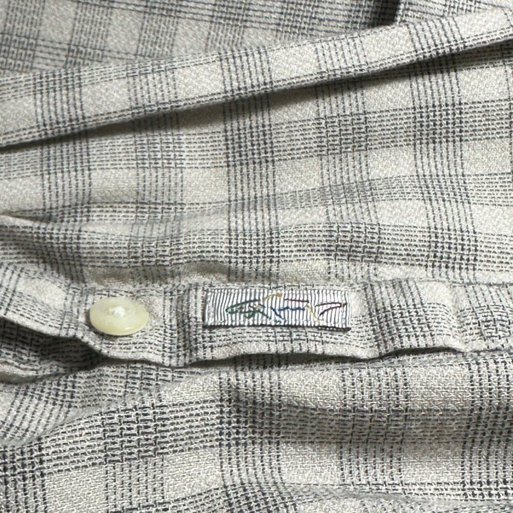 Greg Norman Collection Mens Grey Plaid Long Sleeve Shirt Large Cotton Blend - Picture 7 of 12